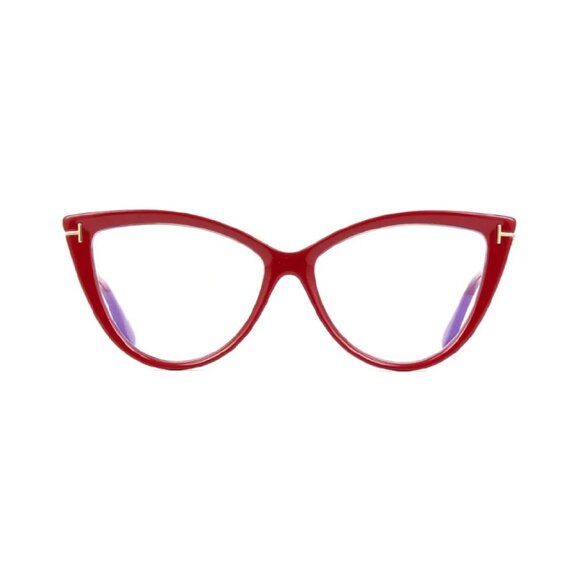 NEW TOM FORD FT5843-B/S 074 EYEGLASSES TF5843-B 074 RED WOMEN CAT EYE EYEWEAR - Picture 2 of 3